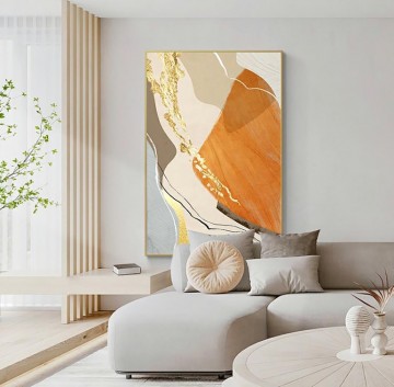 抽象的かつ装飾的 Painting - オレンジゴールド02壁装飾